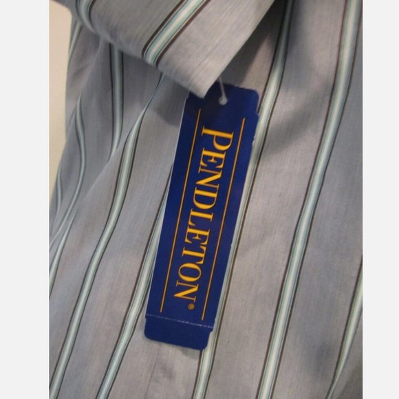 NWT $89 P10 PENDLETON blue turquoise navy COTTON+SILK button down TUNIC shirt - Picture 5 of 9
